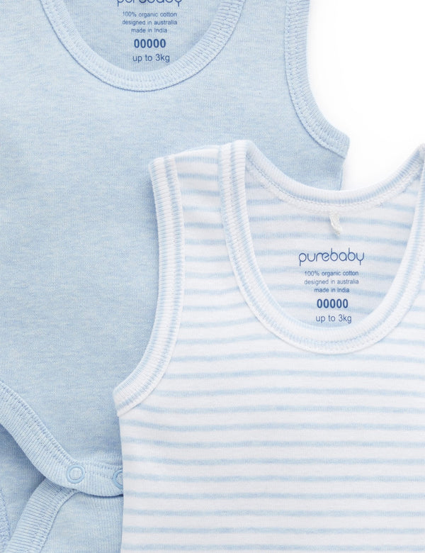 Rib Bodysuit 2 pack - Pale Blue Pack