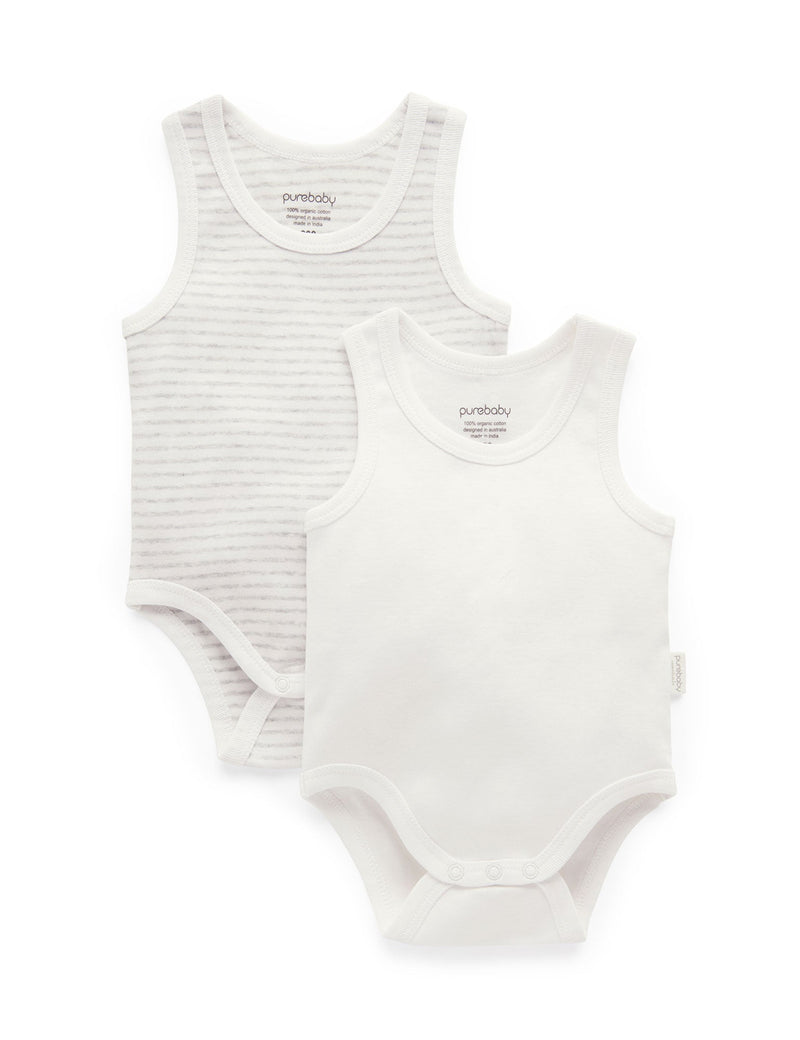 Rib Bodysuit 2 pack - Pale Grey Pack