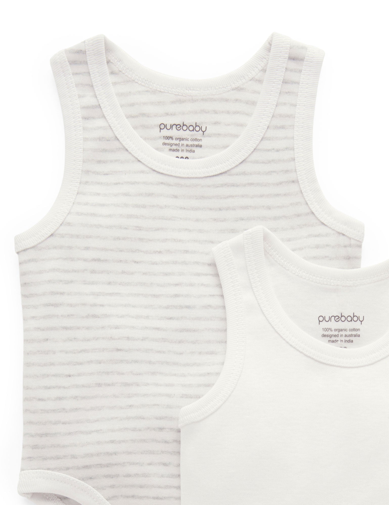 Rib Bodysuit 2 pack - Pale Grey Pack