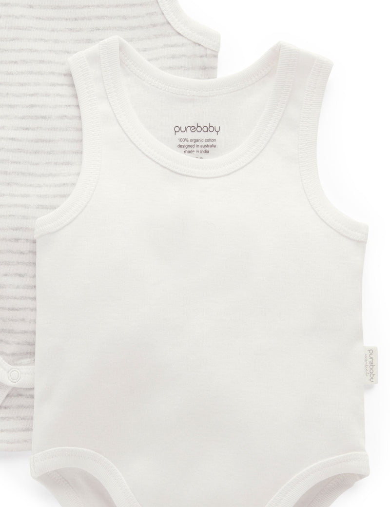 Rib Bodysuit 2 pack - Pale Grey Pack