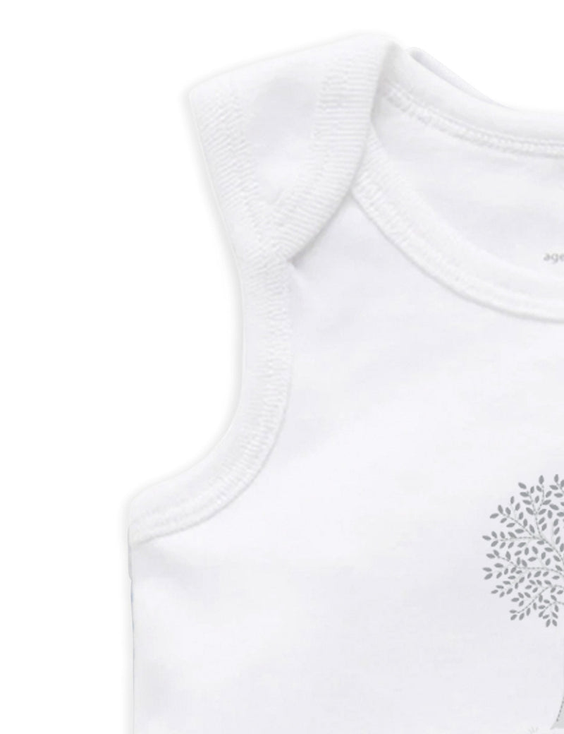 2 Pack Singlet Bodysuit - White/Pale Grey Melange Stripe
