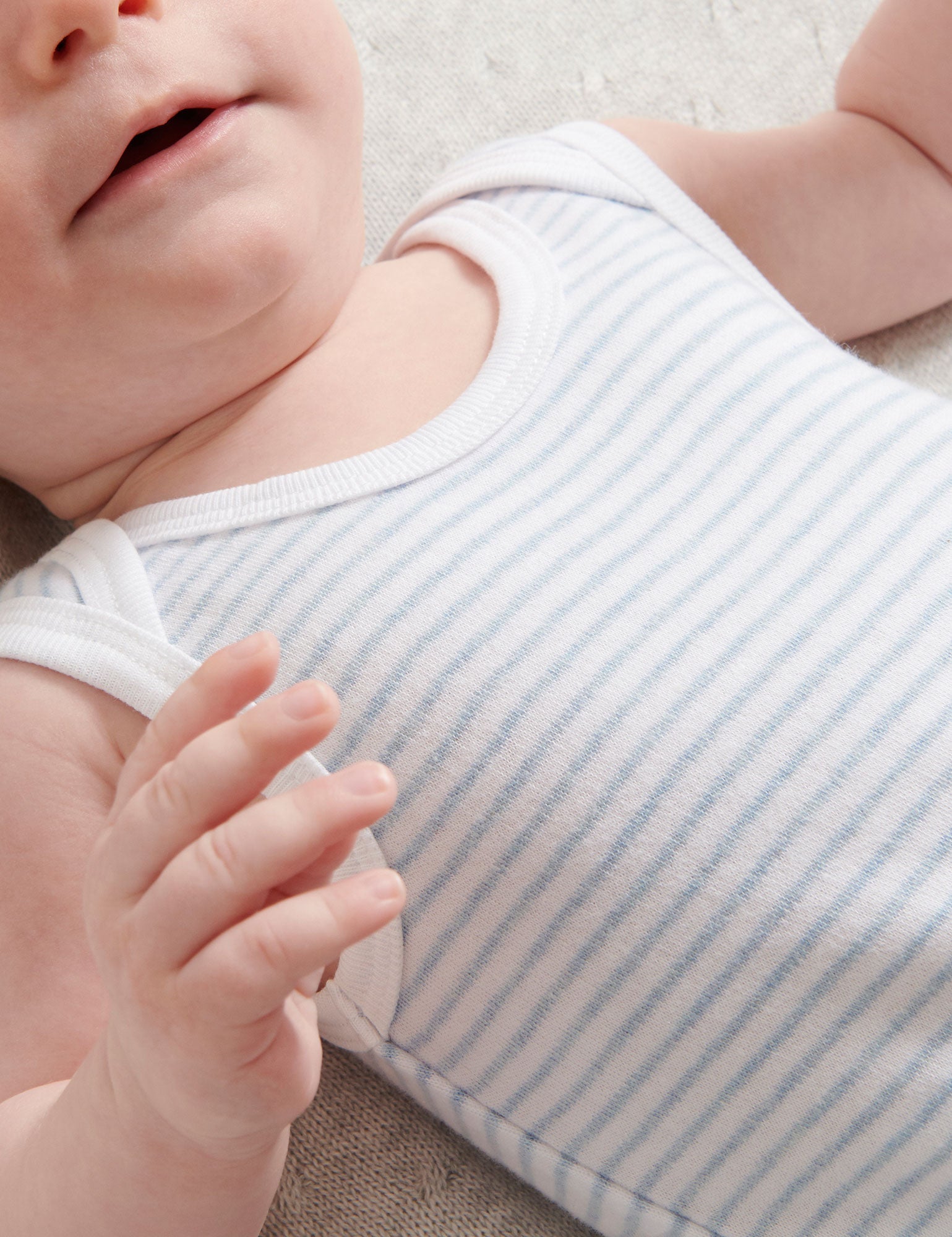 2 Pack Singlet Bodysuit - White/Pale Blue Melange Stripe