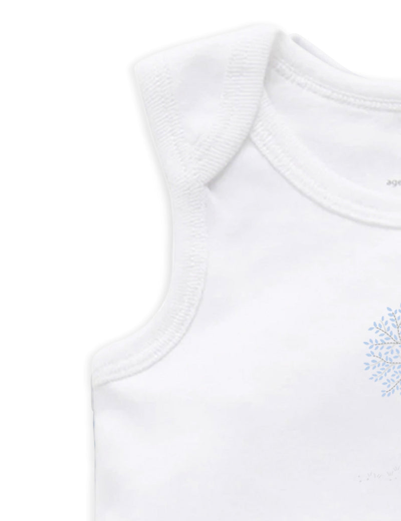 2 Pack Singlet Bodysuit - White/Pale Blue Melange Stripe
