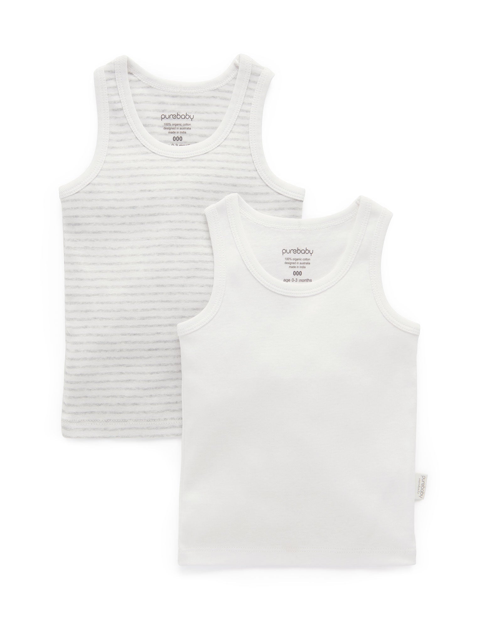 2 Pack Rib Singlet - Pale Grey Pack