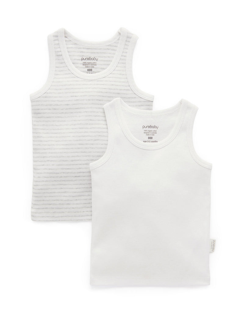 2 Pack Rib Singlet - Pale Grey Pack