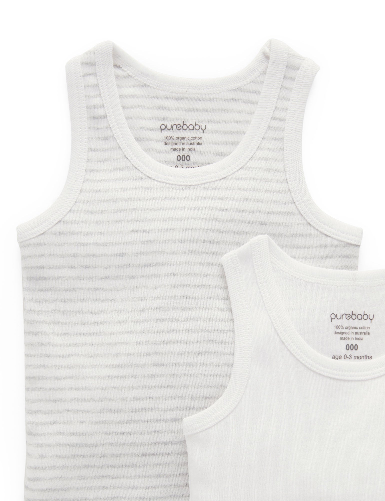 2 Pack Rib Singlet - Pale Grey Pack