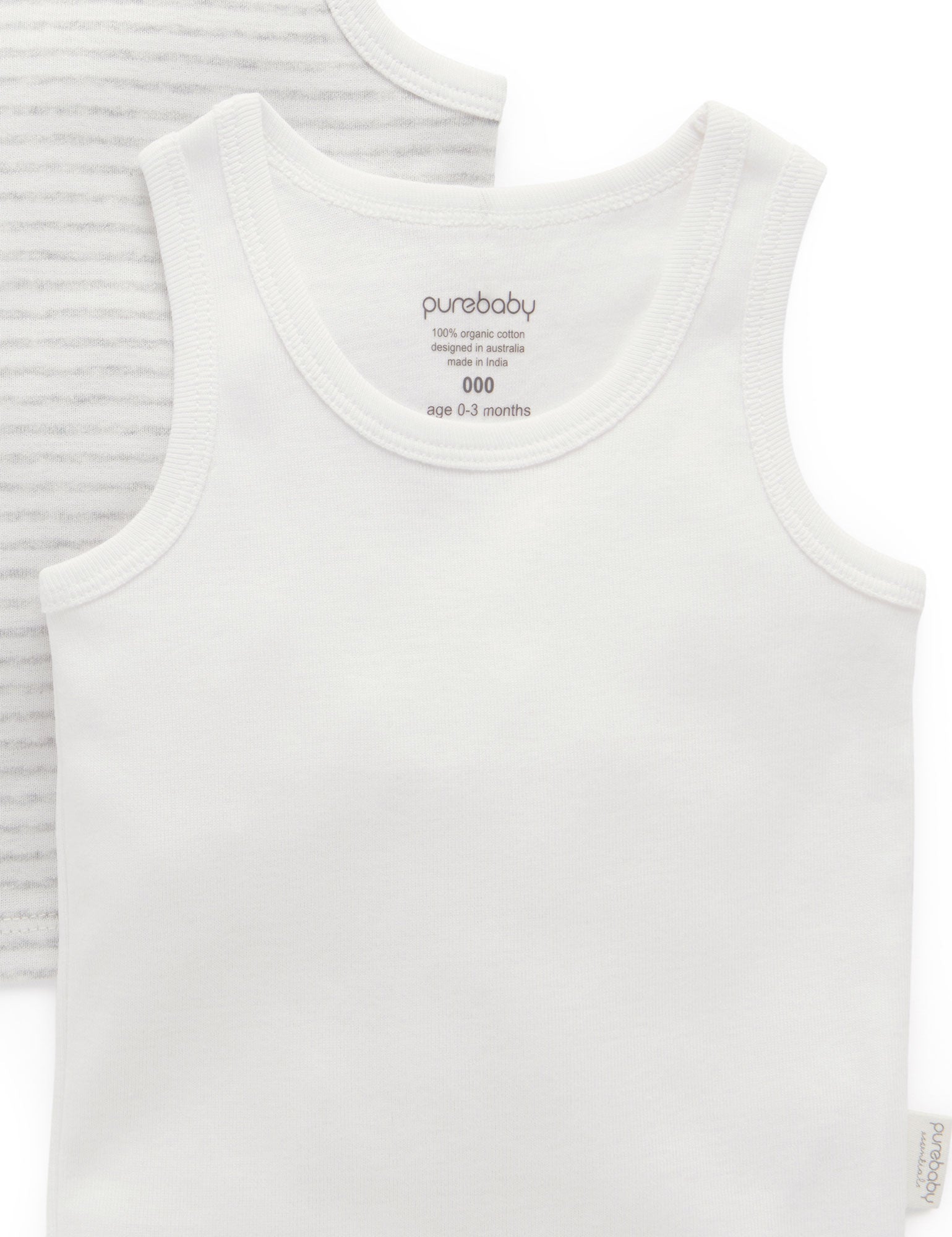 2 Pack Rib Singlet - Pale Grey Pack