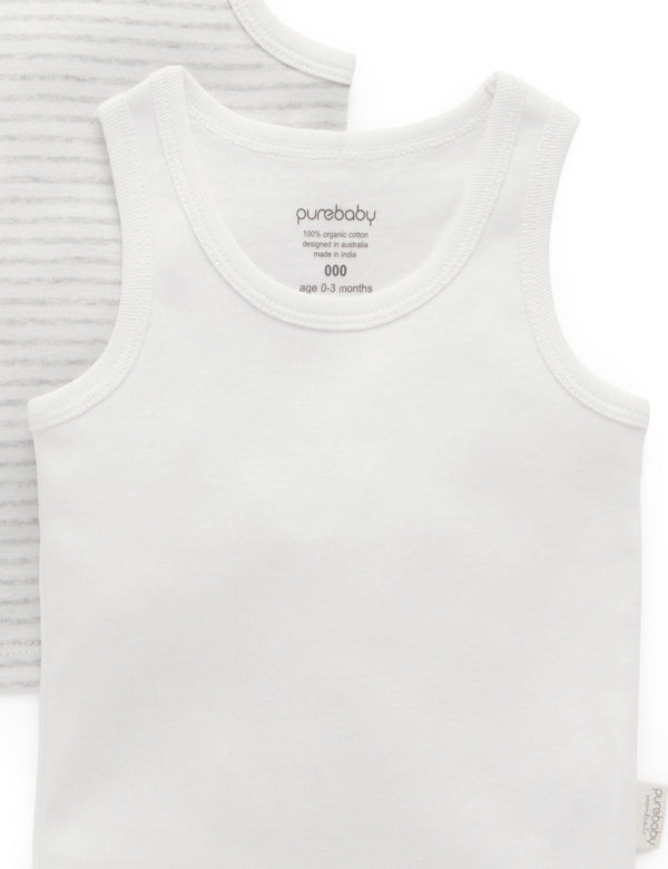 2 Pack Rib Singlet - Pale Grey Pack