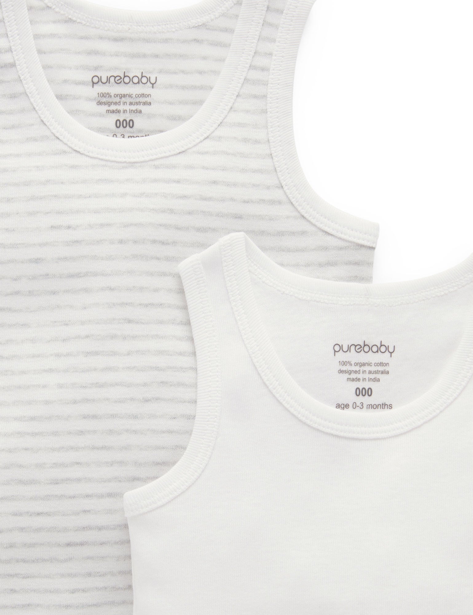2 Pack Rib Singlet - Pale Grey Pack