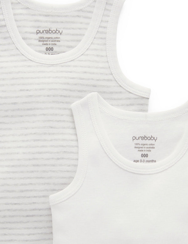 2 Pack Rib Singlet - Pale Grey Pack