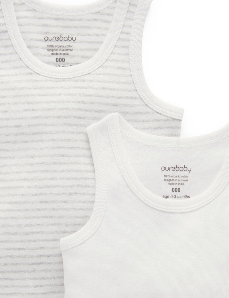 2 Pack Rib Singlet - Pale Grey Pack