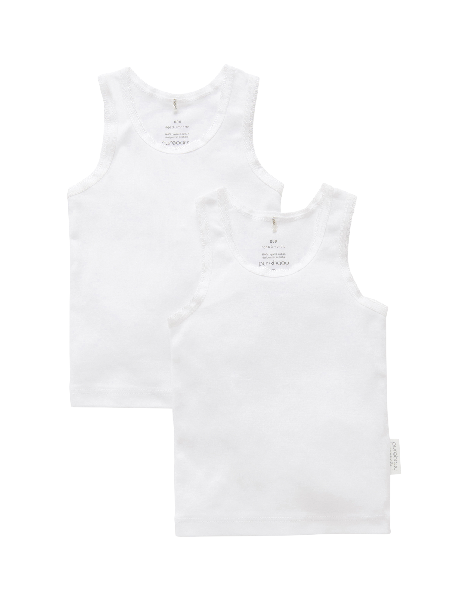 2 Pack Rib Singlet - White