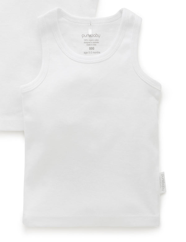 2 Pack Rib Singlet - White