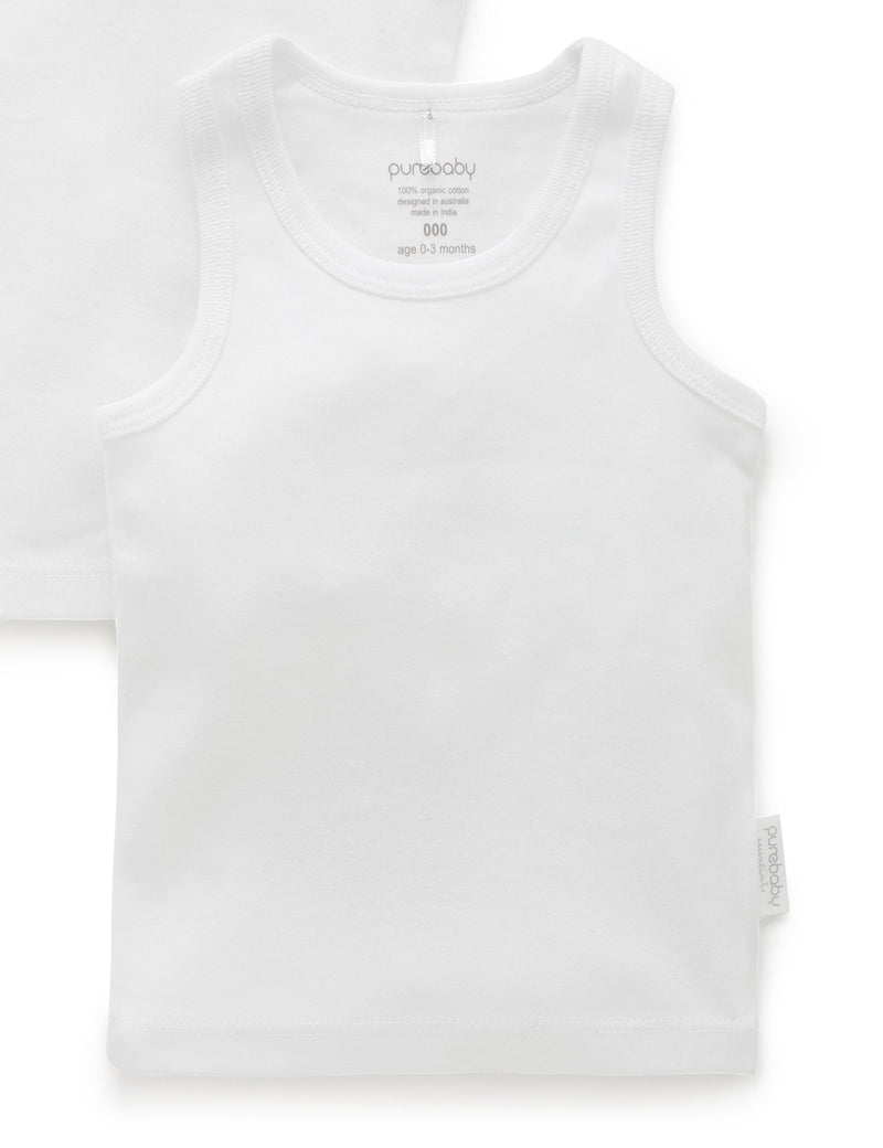 2 Pack Rib Singlet - White