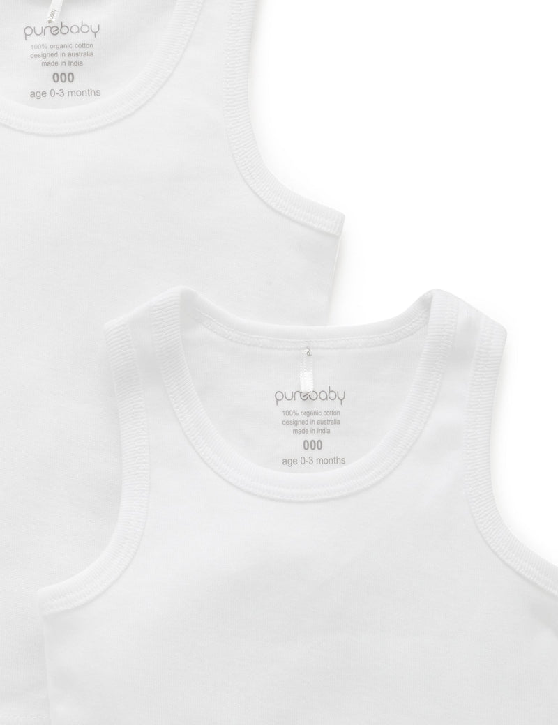 2 Pack Rib Singlet - White