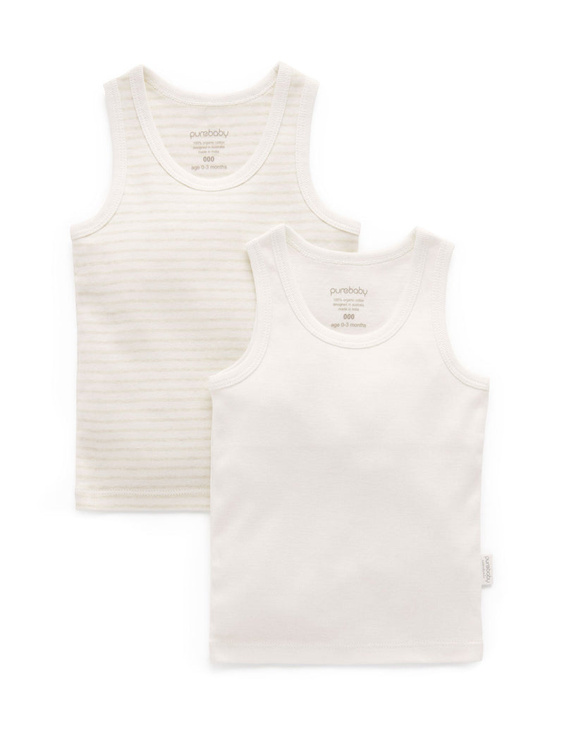 2 Pack Rib Singlet - Wheat Pack