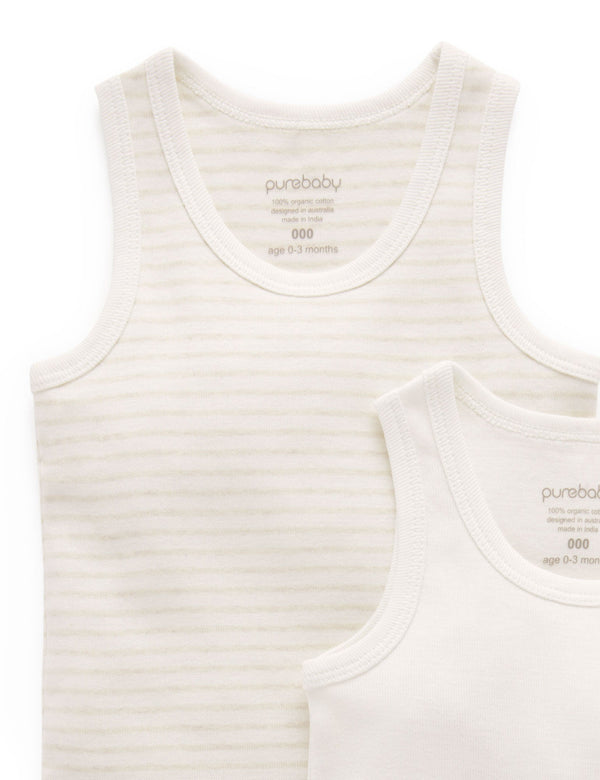 2 Pack Rib Singlet - Wheat Pack
