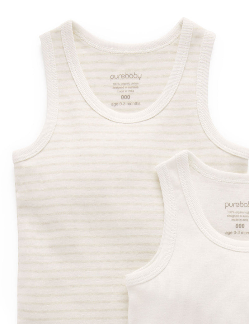 2 Pack Rib Singlet - Wheat Pack