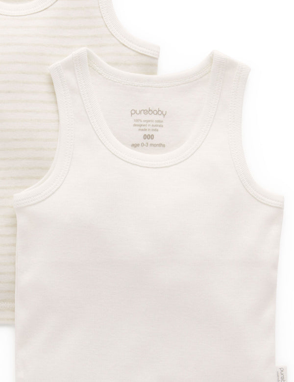 2 Pack Rib Singlet - Wheat Pack