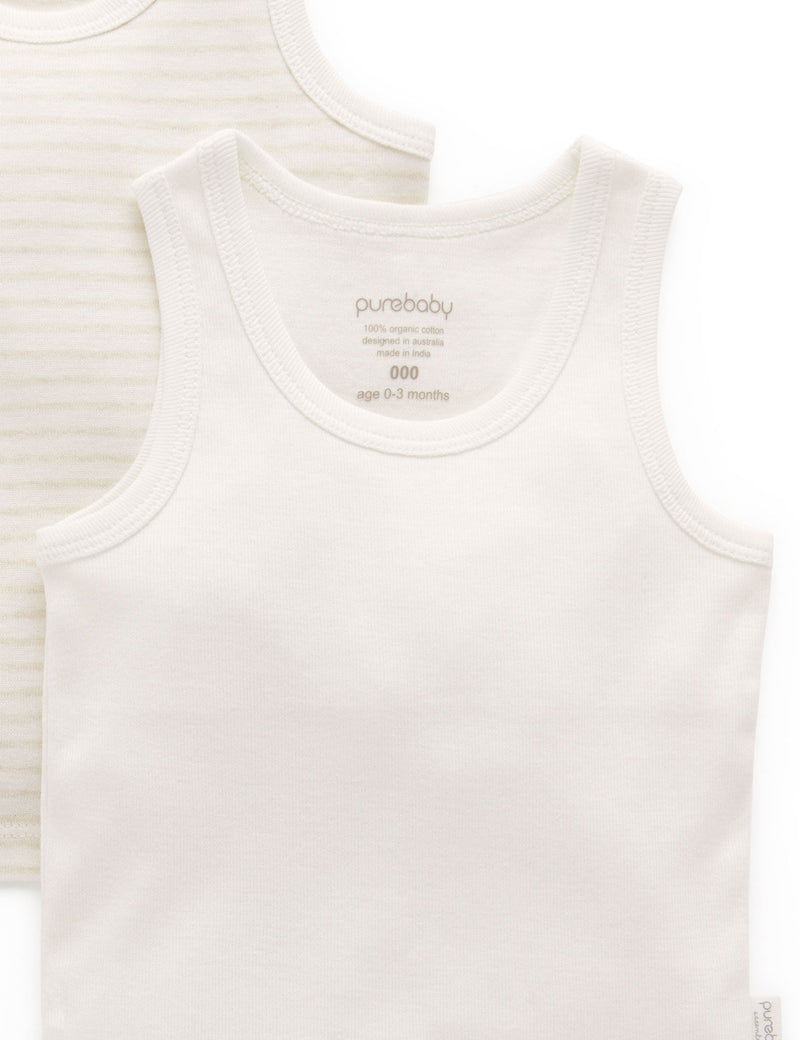 2 Pack Rib Singlet - Wheat Pack