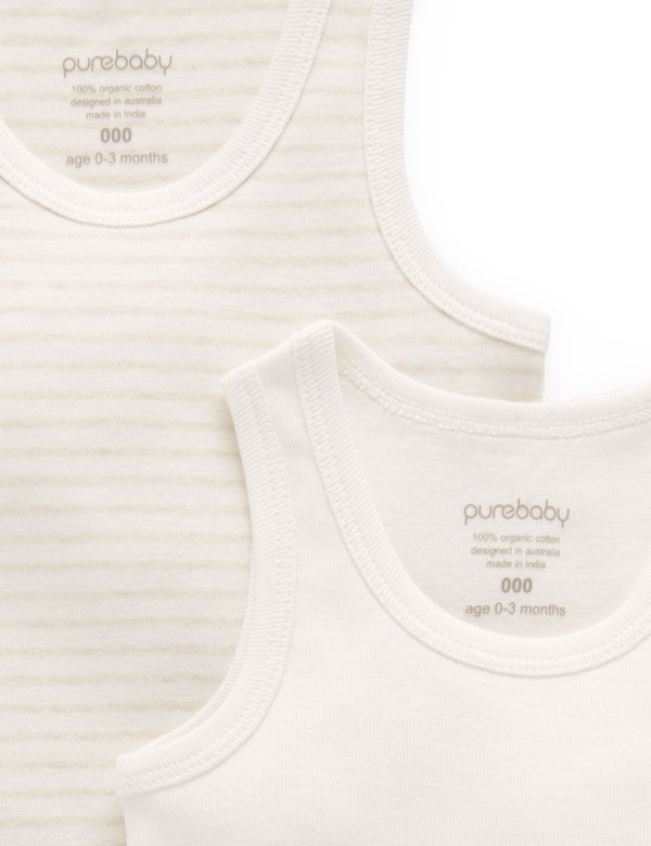 2 Pack Rib Singlet - Wheat Pack