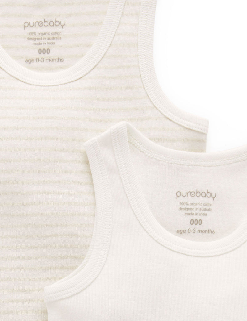 2 Pack Rib Singlet - Wheat Pack