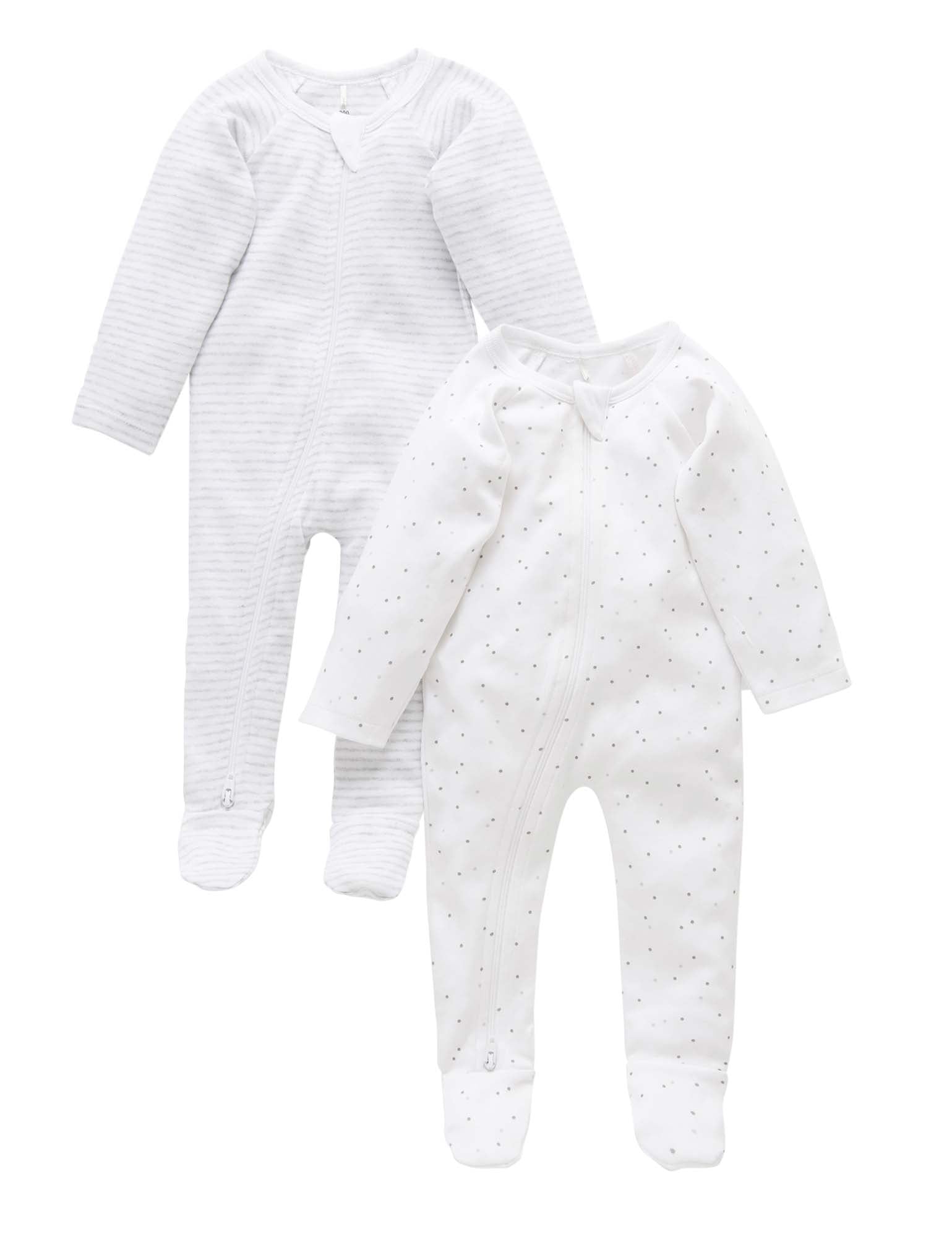 2 Pack Zip Growsuit - Pale Grey Melange Pack