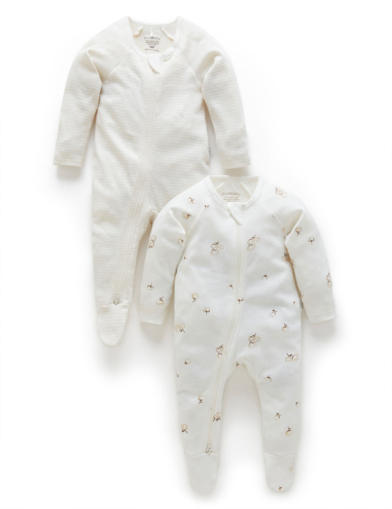 2 Pack Zip Growsuit - Vanilla Cottonbud Pack