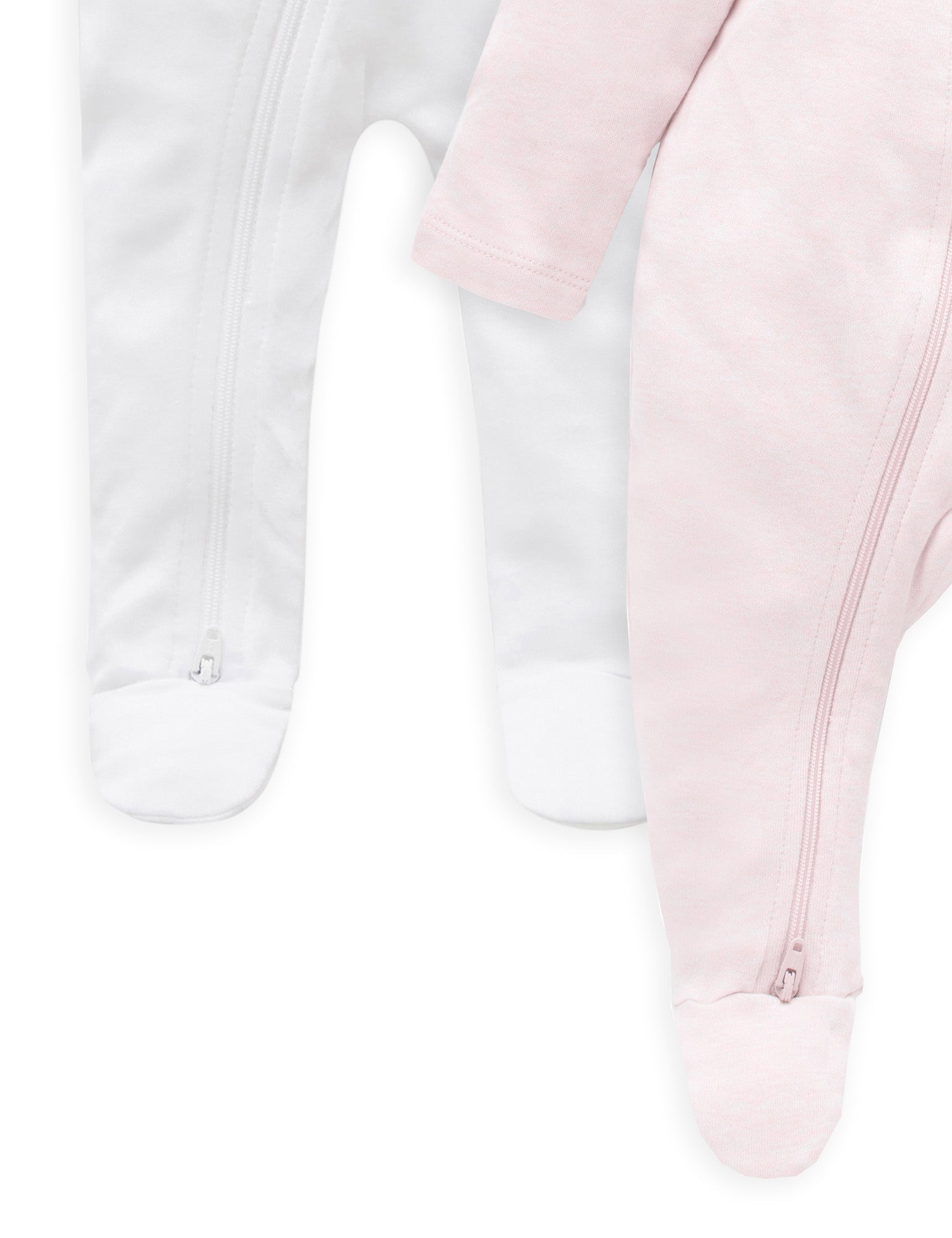 2 Pack Zip Growsuit - White/Soft Pink Melange