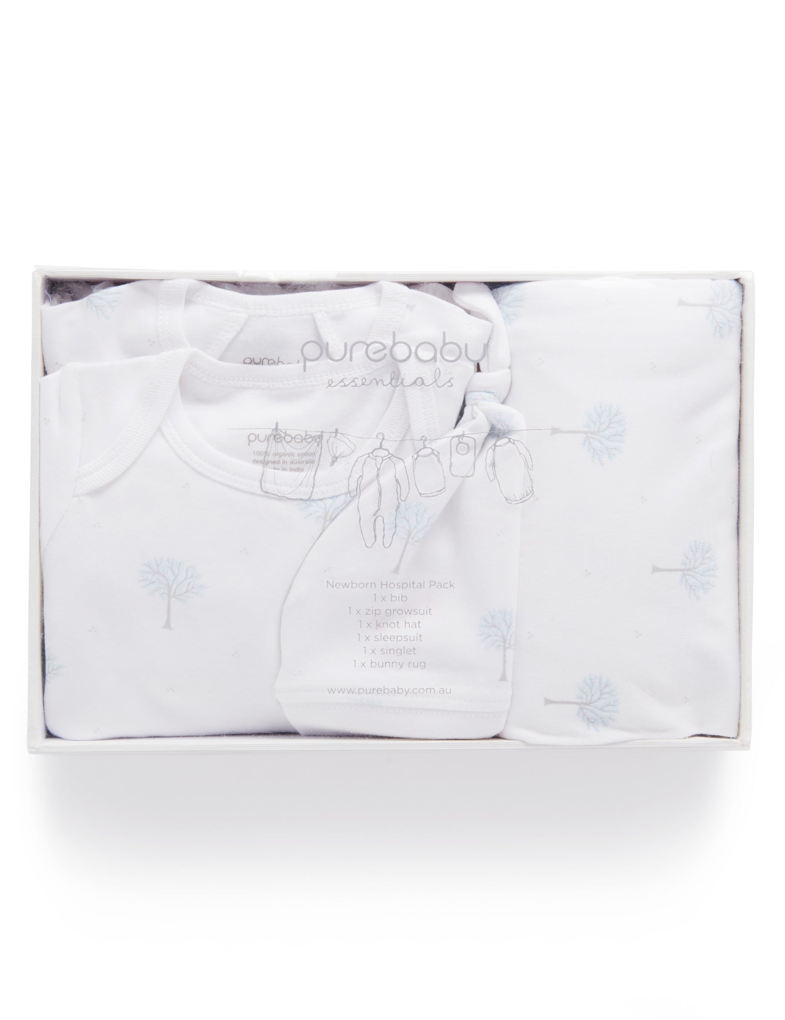 Newborn Hospital Pack - Pale Blue Tree