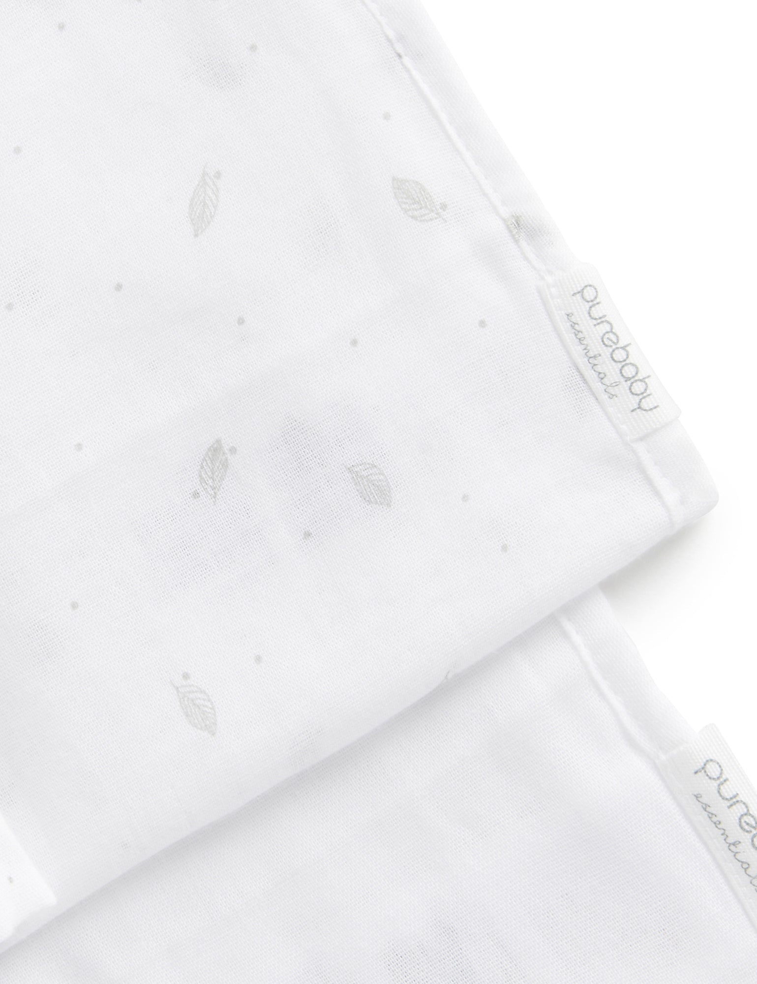 Muslin Facewasher 2 Pack - Pale Grey Leaf w Spot