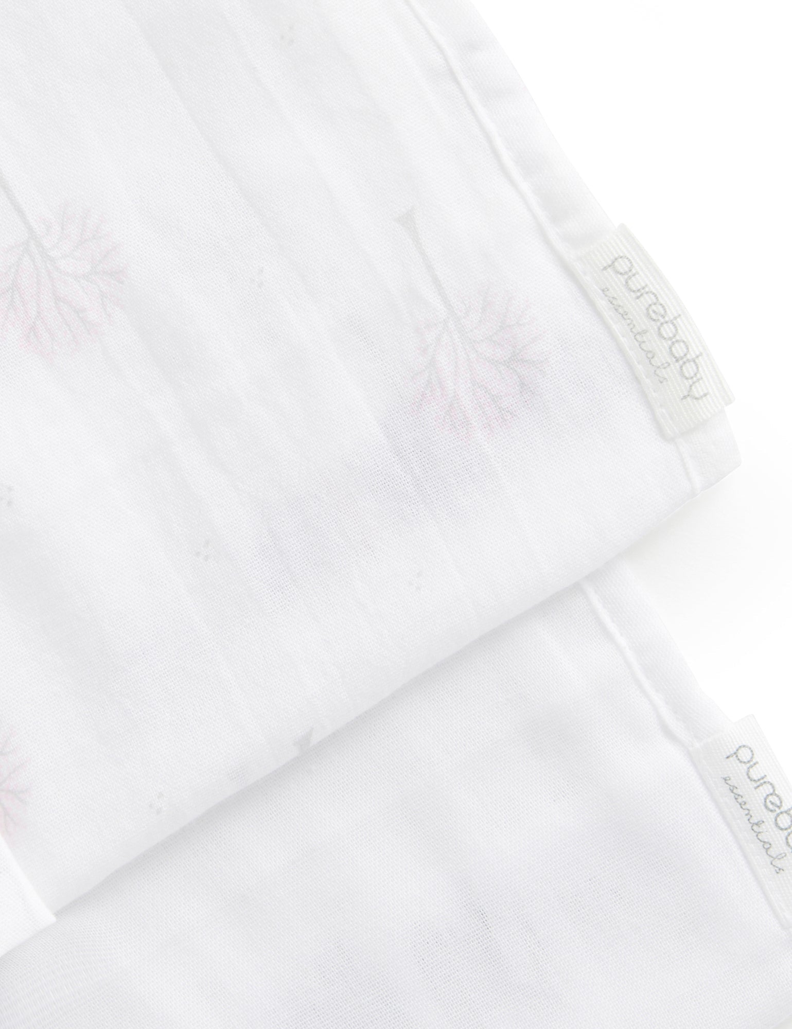 Muslin Facewasher 2 Pack - White/Pale Pink Tree