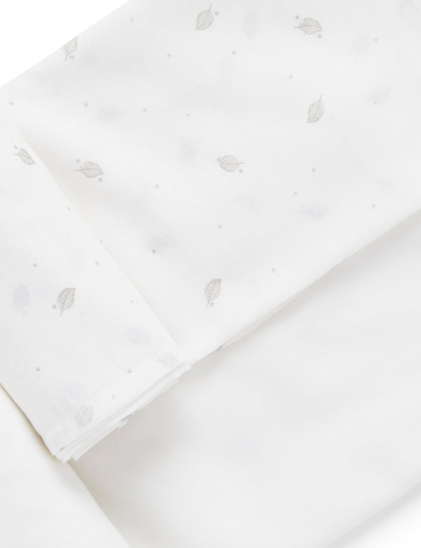 Muslin Wrap 2 Pack - Pale Grey Leaf w Spot
