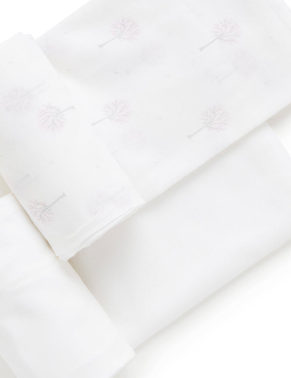 Muslin Wrap 2 Pack - Pale Pink Tree