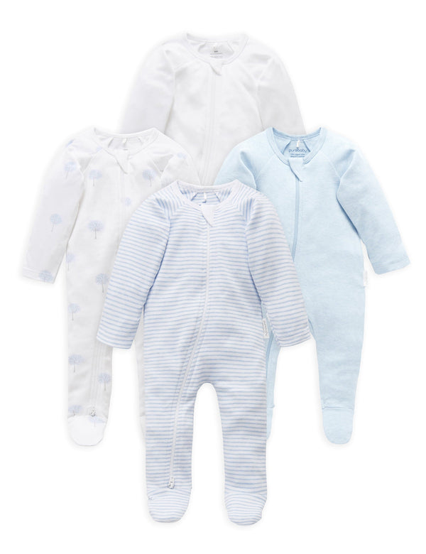 4 Pack Zip Growsuit - Pale Blue Pack