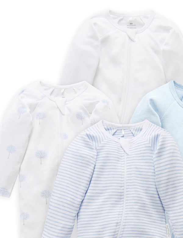 4 Pack Zip Growsuit - Pale Blue Pack