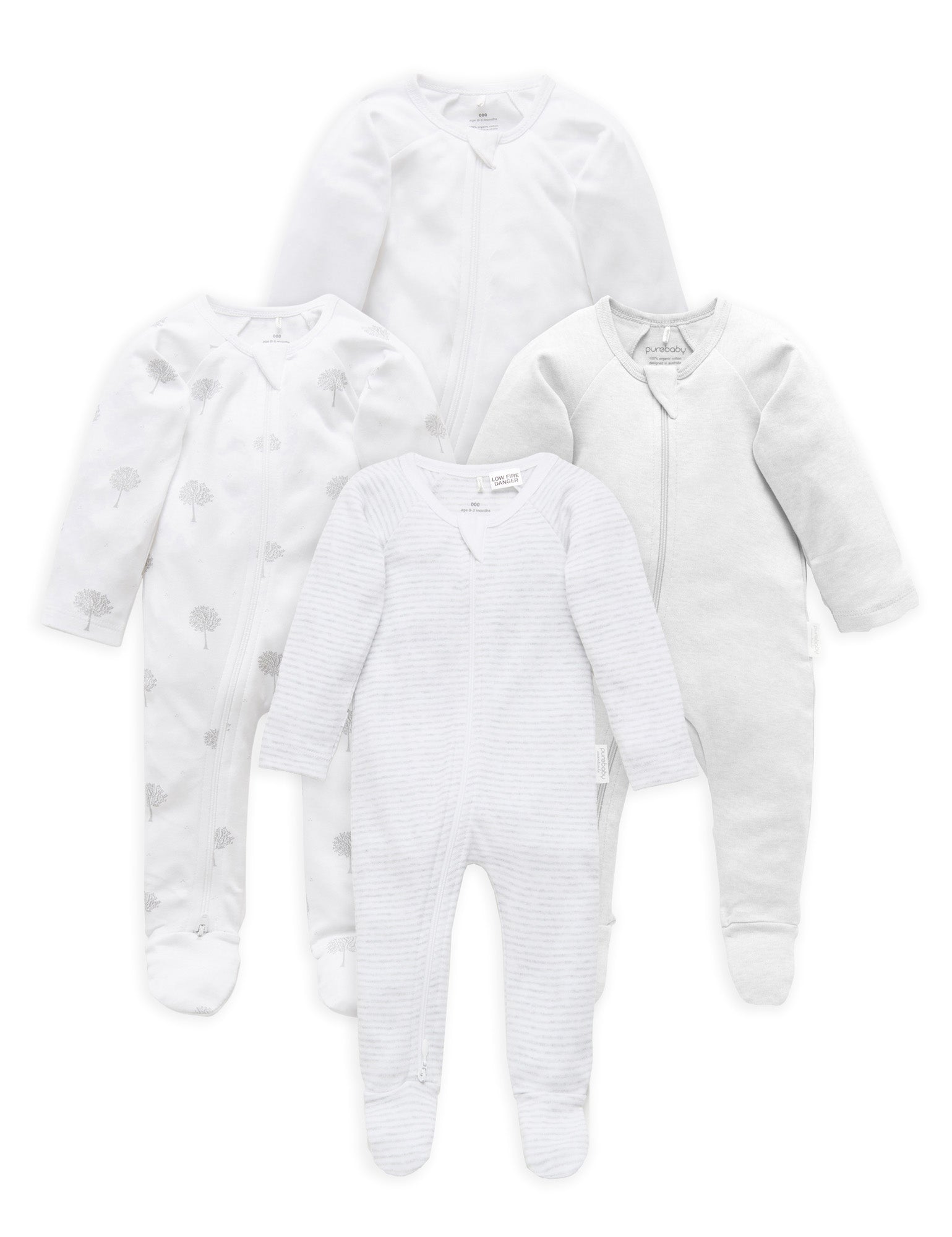 4 Pack Zip Growsuit - Pale Grey Melange Pack | DC Sanity connection