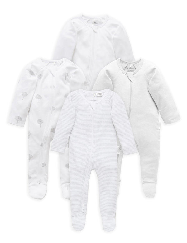 4 Pack Zip Growsuit - Pale Grey Melange Pack | DC Sanity connection