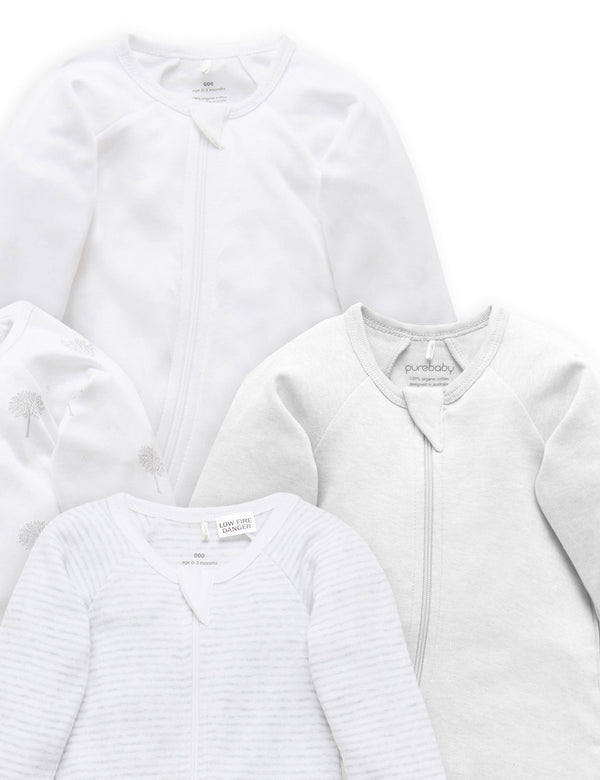 4 Pack Zip Growsuit - Pale Grey Melange Pack | DC Sanity connection