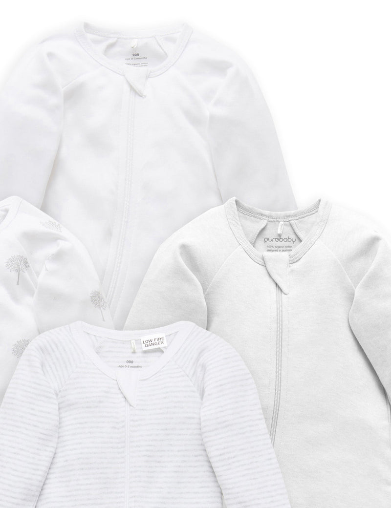 4 Pack Zip Growsuit - Pale Grey Melange Pack | DC Sanity connection