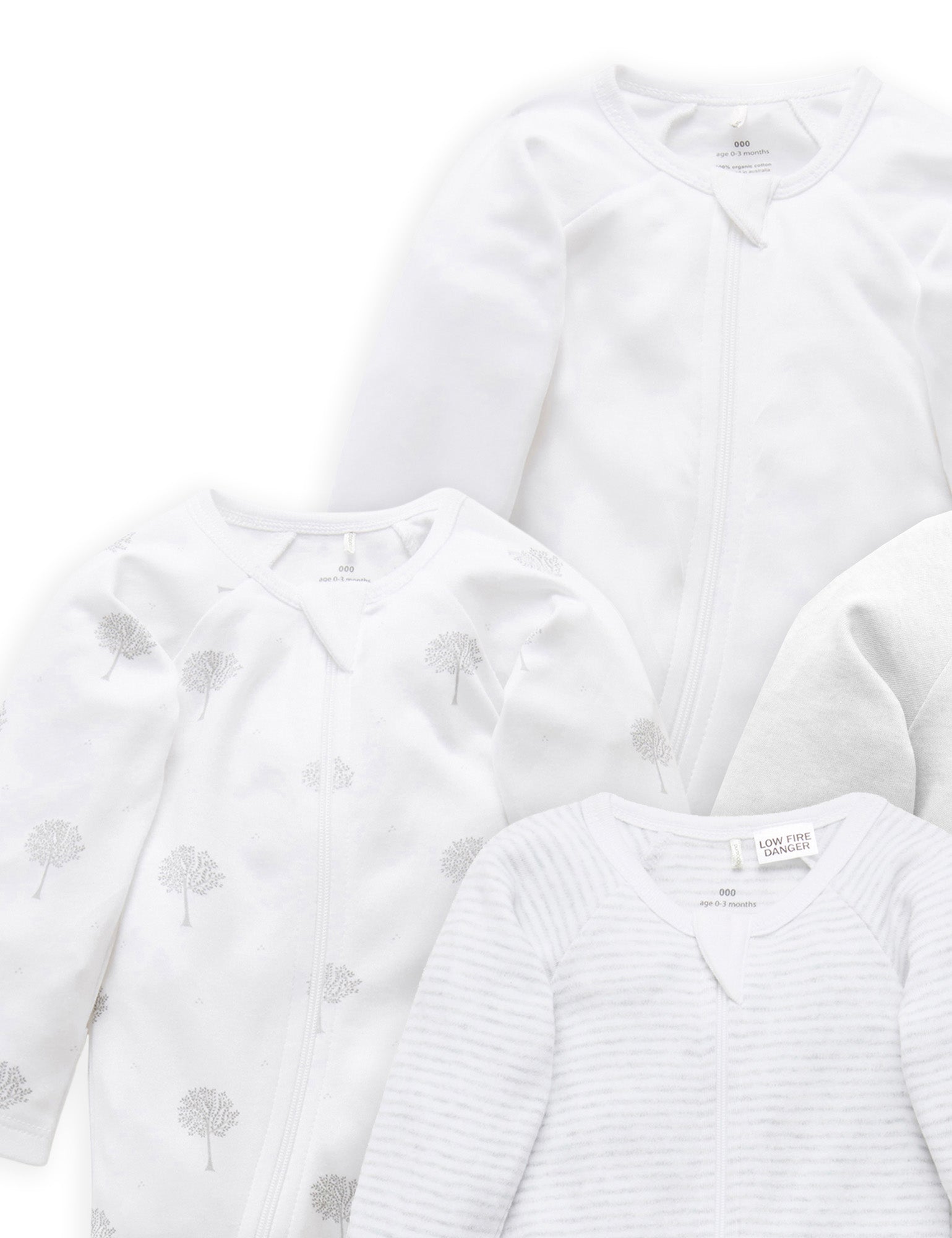 4 Pack Zip Growsuit - Pale Grey Melange Pack | DC Sanity connection