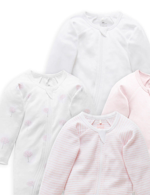 4 Pack Zip Growsuit - Pale Pink Pack