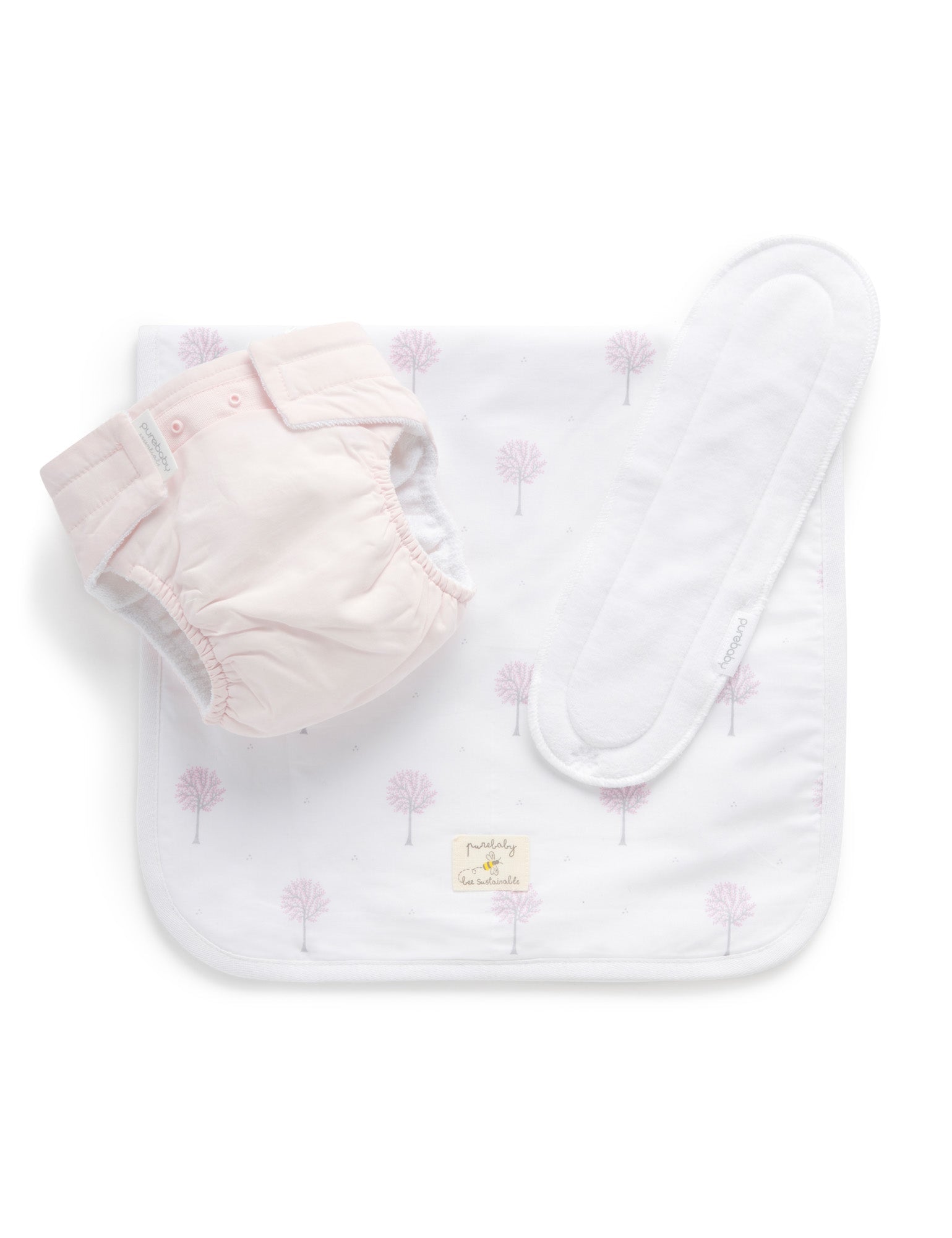 Deluxe Reusable Nappy Pack - Pale Pink Tree