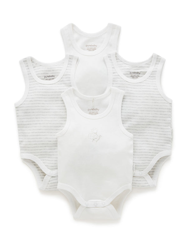 Rib Bodysuit 4 pack - Pale Grey Pack