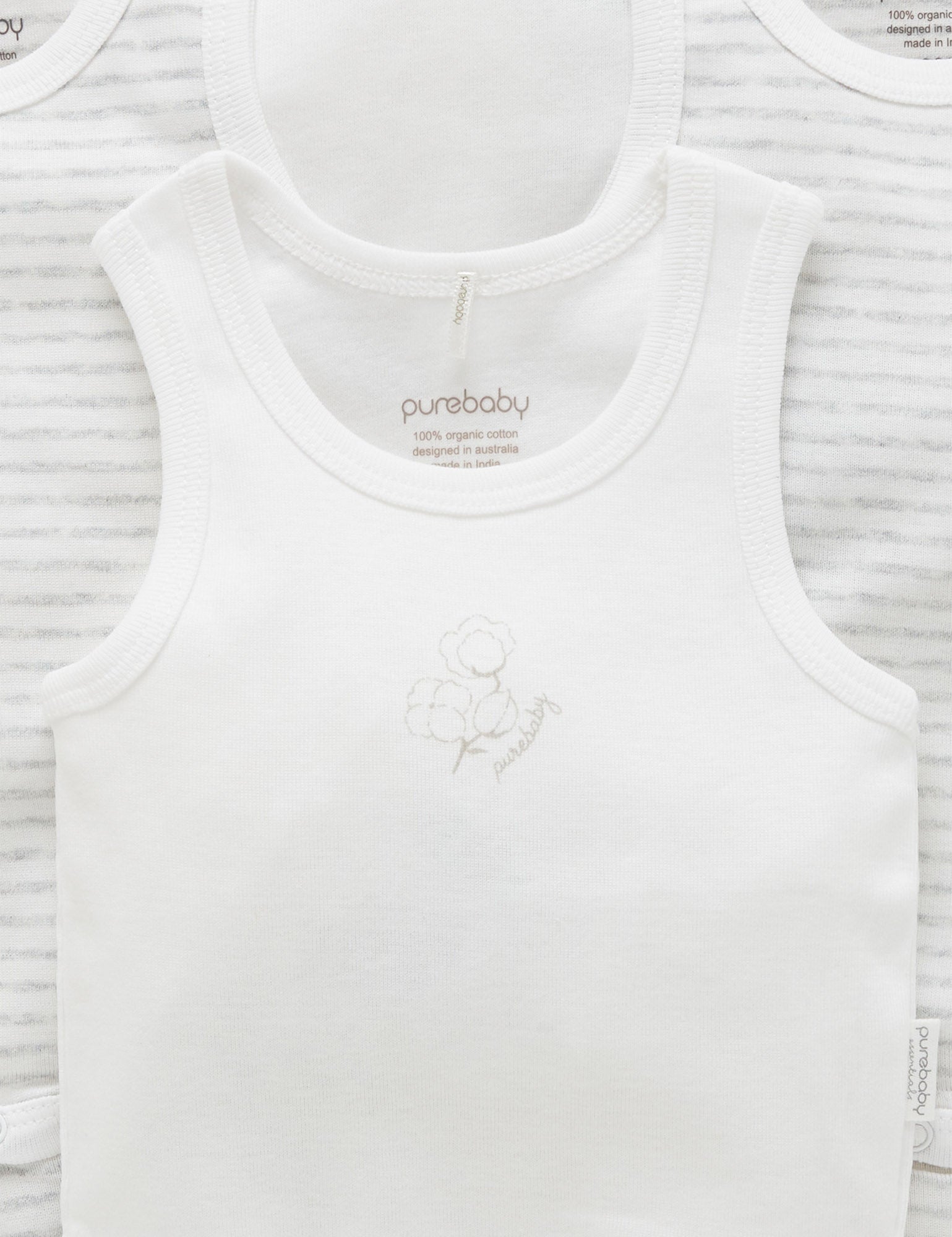 Rib Bodysuit 4 pack - Pale Grey Pack