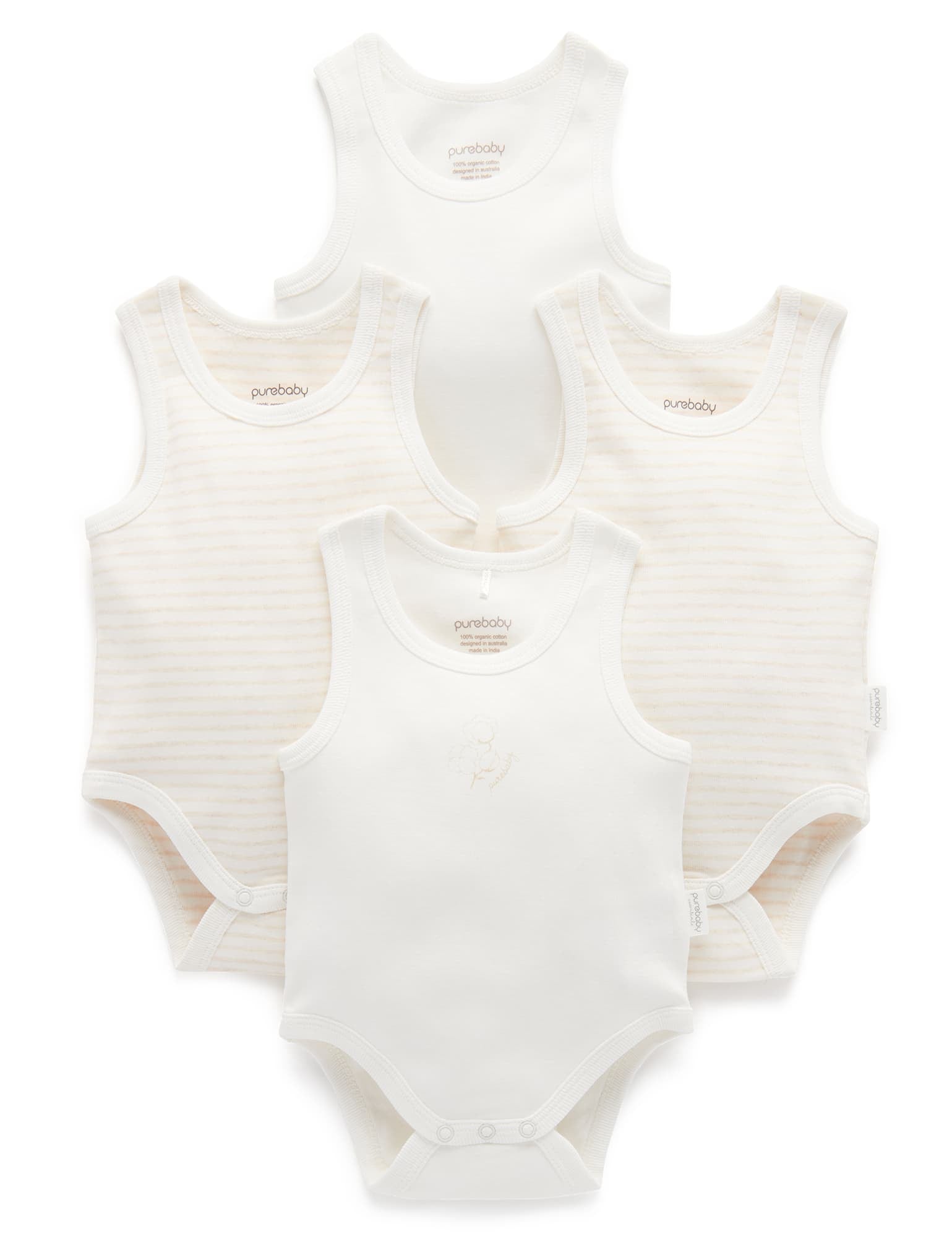 Rib Bodysuit 4 pack - Wheat Pack