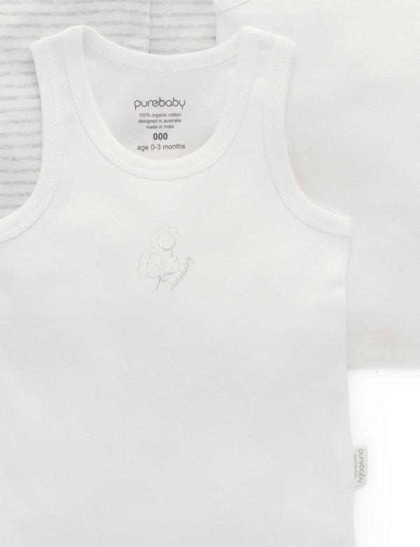4 Pack Rib Singlet - Pale Grey Pack