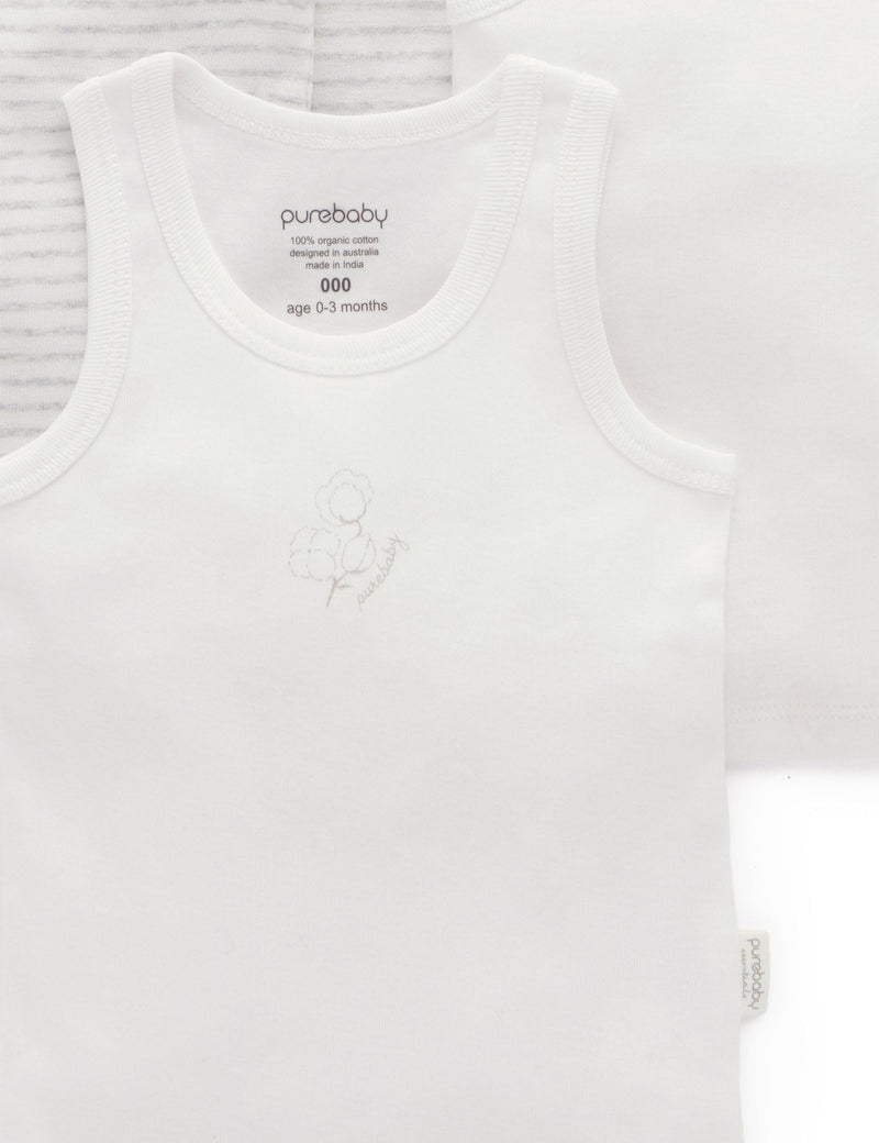 4 Pack Rib Singlet - Pale Grey Pack
