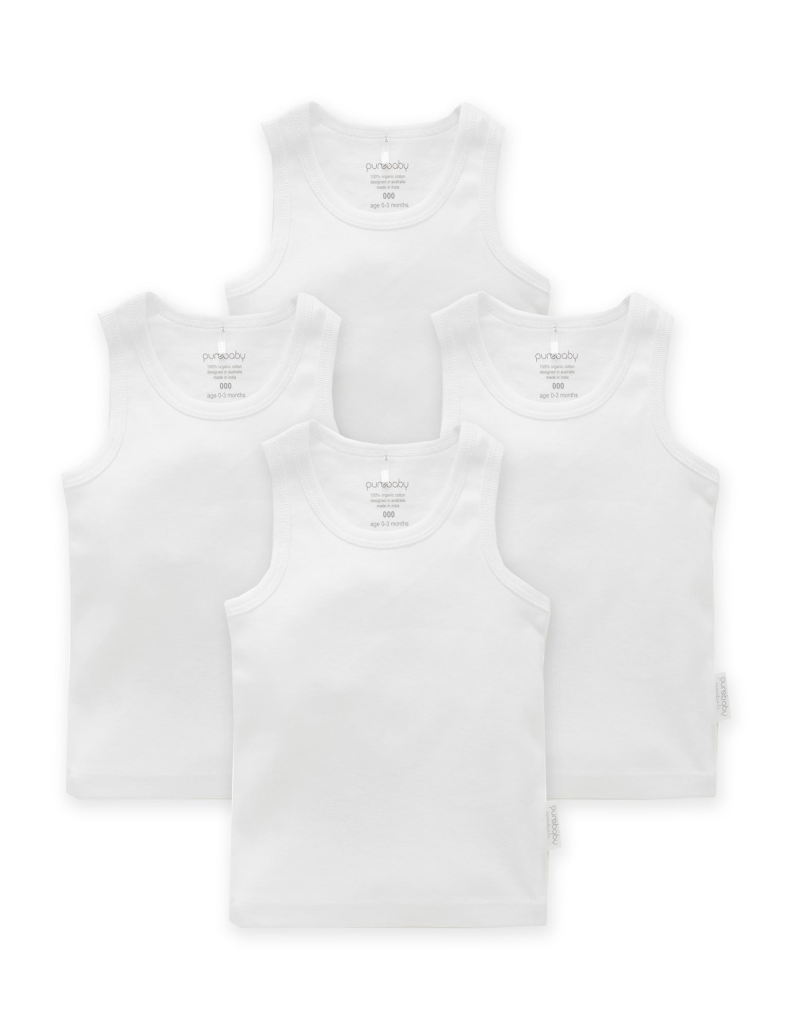 4 Pack Rib Singlet - White Pack