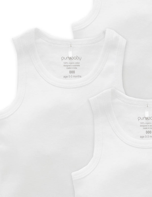 4 Pack Rib Singlet - White Pack